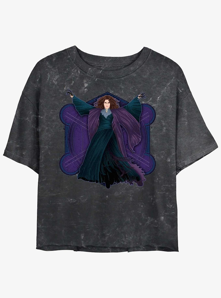 Marvel WandaVision Agatha Witch Girls Mineral Wash Crop T-Shirt