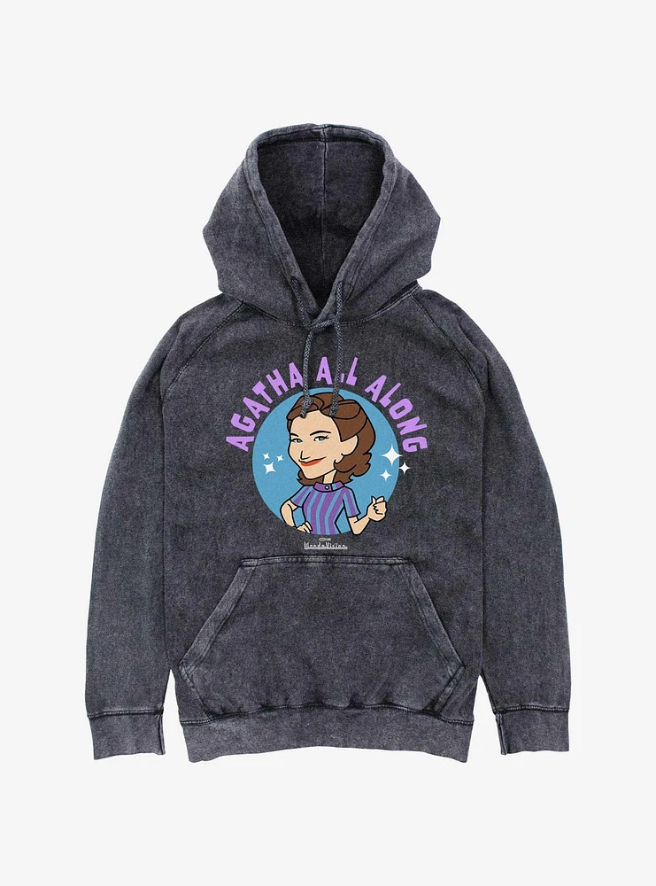 Marvel WandaVision Agatha Cartoon Circle Mineral Wash Hoodie