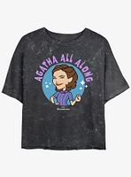 Marvel WandaVision Agatha Cartoon Circle Girls Mineral Wash Crop T-Shirt