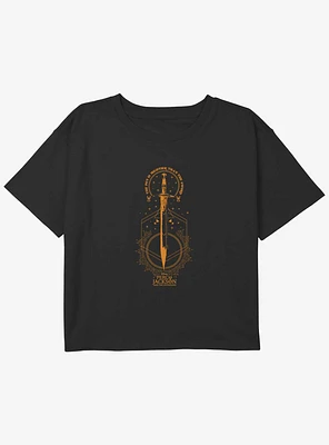 Disney Percy Jackson And The Olympians Pen Above Sword Youth Girls Boxy Crop T-Shirt