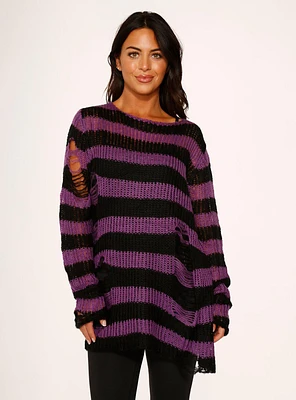 Black Purple Stripe Sweater