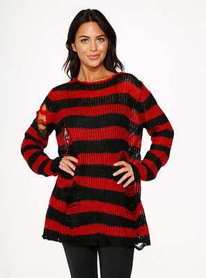 Black Red Stripe Sweater