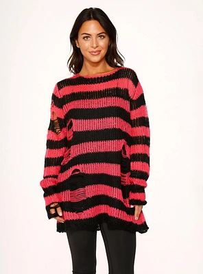 Black Pink Stripe Sweater