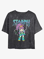 Rainbow Brite Metal Stormy Girls Mineral Wash Crop T-Shirt