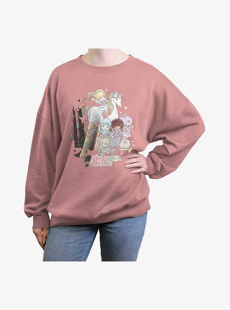 Rainbow Brite Pastel Party Girls Slouchy Sweatshirt