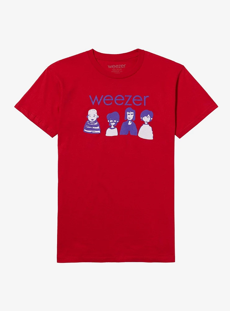 Weezer Cartoon Band Members Relaxed Fit Girls T-Shirt