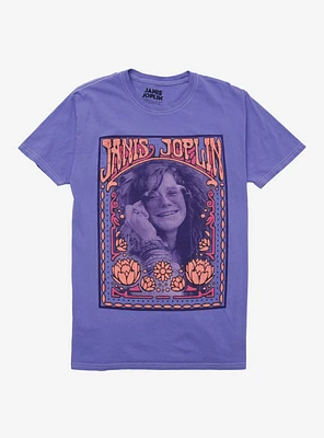 Janis Joplin Flowers Purple Relaxed Fit Girls T-Shirt