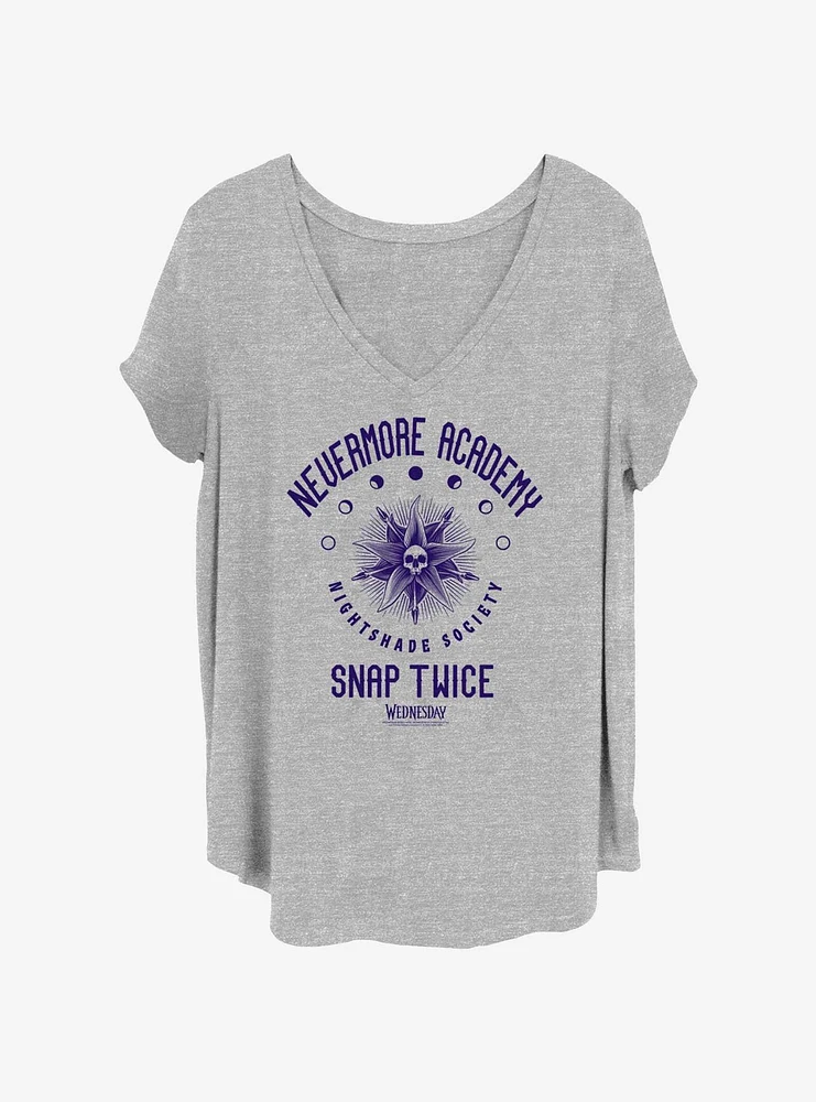 Wednesday Nightshade Society Collegiate Girls T-Shirt Plus