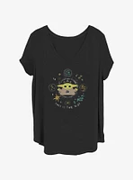 Star Wars The Mandalorian Grogu Doodle Girls T-Shirt Plus