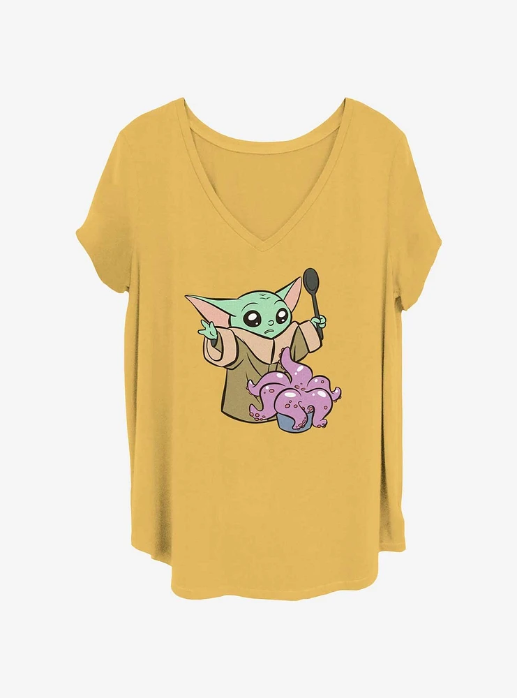 Star Wars The Mandalorian Grogu Cooking Girls T-Shirt Plus