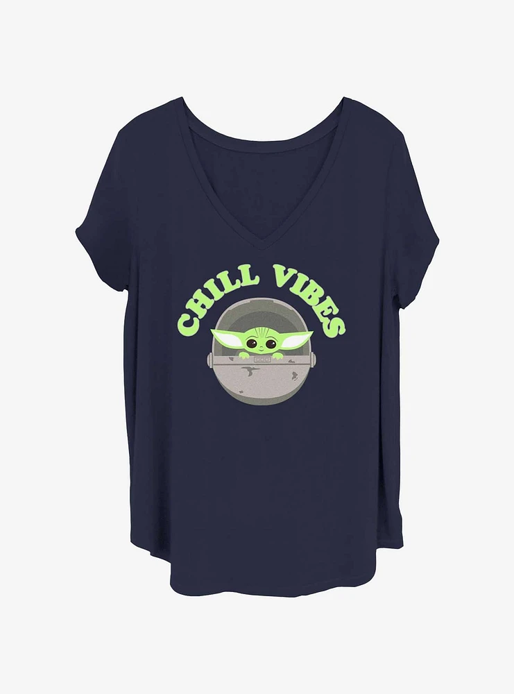 Star Wars The Mandalorian Chill Vibes Grogu Girls T-Shirt Plus