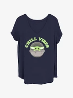 Star Wars The Mandalorian Chill Vibes Grogu Girls T-Shirt Plus