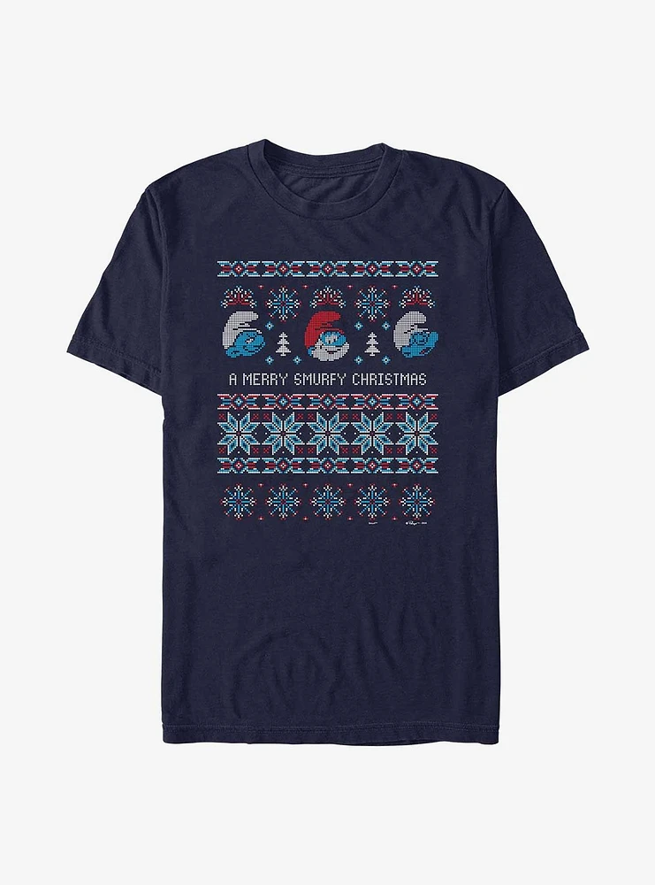 The Smurfs Ugly Sweater Smurfy Chrismas T-Shirt