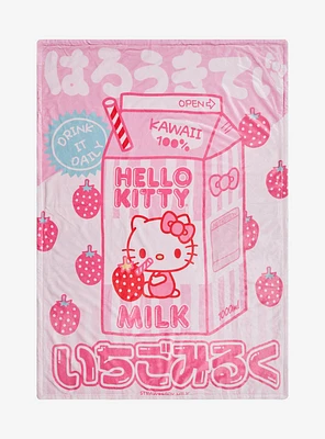 Hello Kitty Strawberry Milk Sherpa Throw Blanket