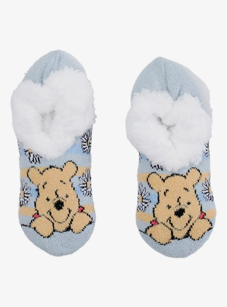 Disney Winnie The Pooh Floral Stripe Cozy Slipper Socks