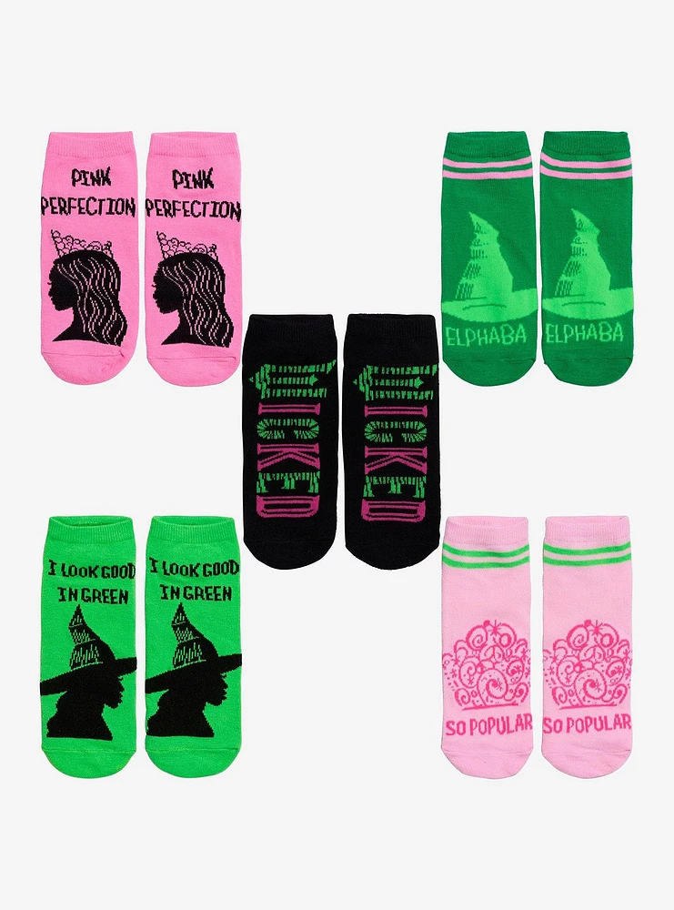 Wicked Pink & Green No-Show Socks 5 Pair