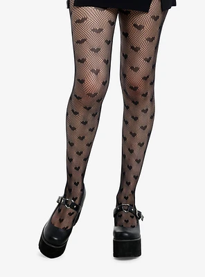 Black Heart Fishnet Tights