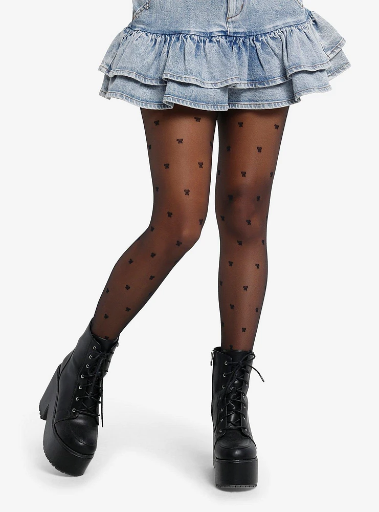 Black Sheer Mini Butterfly Tights