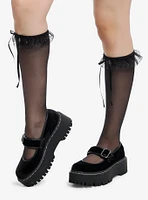 Sheer Ruffle Knee-High Socks