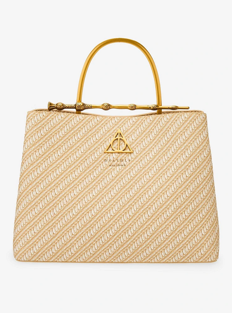 Loungefly Harry Potter Deathly Hallows Elder Wand Raffia Texture Brown Handbag - BoxLunch Exclusive