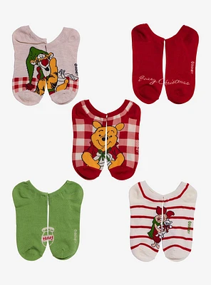 Disney Winnie The Pooh Christmas No-Show Socks 5 Pair