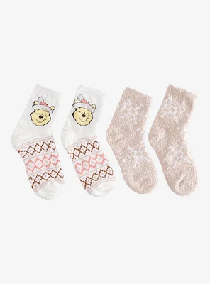 Disney Winnie The Pooh Christmas Fuzzy Socks 2 Pair