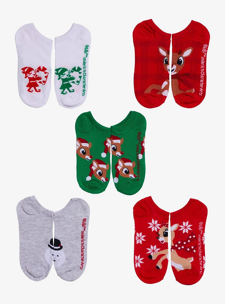 Rudolph The Red-Nosed Reindeer No-Show Socks 5 Pair