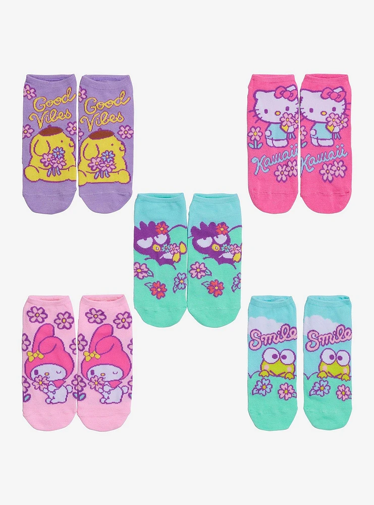 Hello Kitty And Friends Flower No-Show Socks 5 Pair