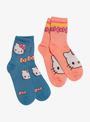 Hello Kitty Bows Ribbed Crew Socks 2 Pair