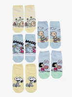 Peanuts Football Scene Pastel No-Show Socks 5 Pair