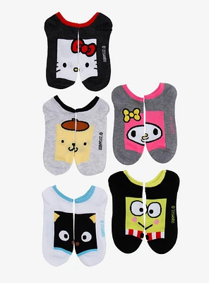 Hello Kitty And Friends Square Face No-Show Socks 5 Pair