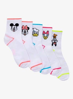 Disney Mickey Mouse And Friends Neon Stripe Ankle Socks 5 Pair