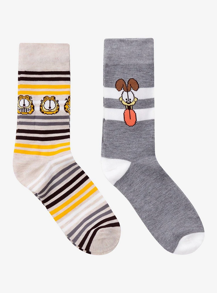 Garfield & Odie Stripe Crew Socks 2 Pair