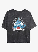 The Smurfs Singing Mineral Wash Girls Crop T-Shirt