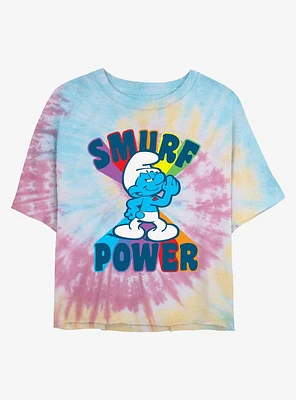 The Smurfs Smurf Power Tie Dye Crop Girls T-Shirt