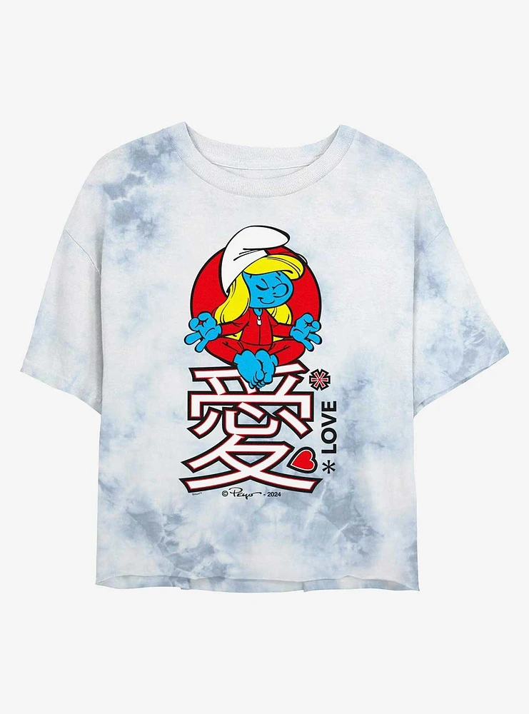 The Smurfs Love Smurfette Tie Dye Crop Girls T-Shirt