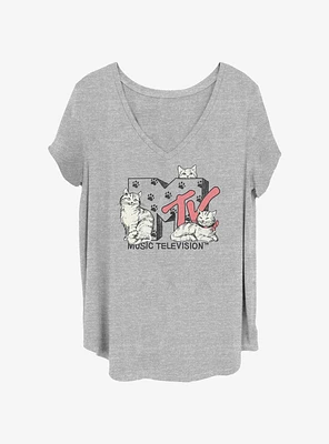 MTV Meowsic Television Womens T-Shirt Plus