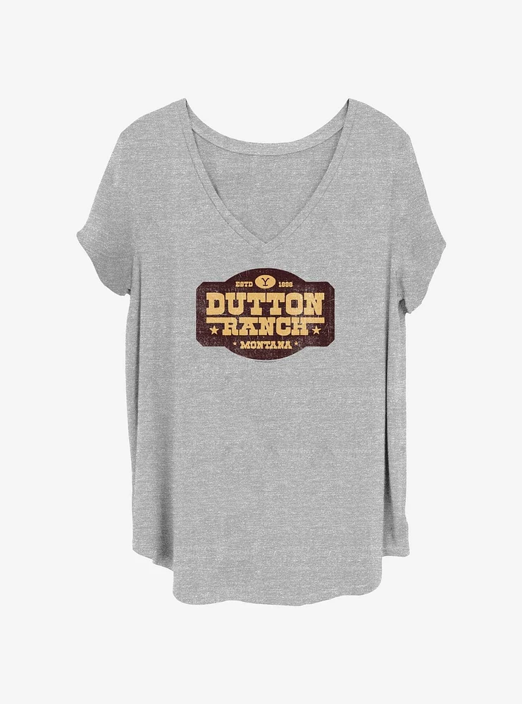 Yellowstone Dutton Ranch Distressed Sign Womens T-Shirt Plus