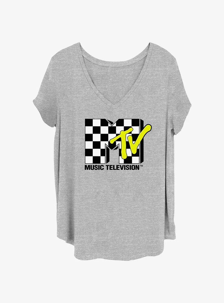 MTV Checkered Womens T-Shirt Plus