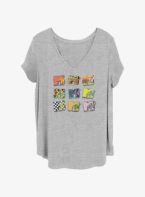 MTV Logos Grid Womens T-Shirt Plus