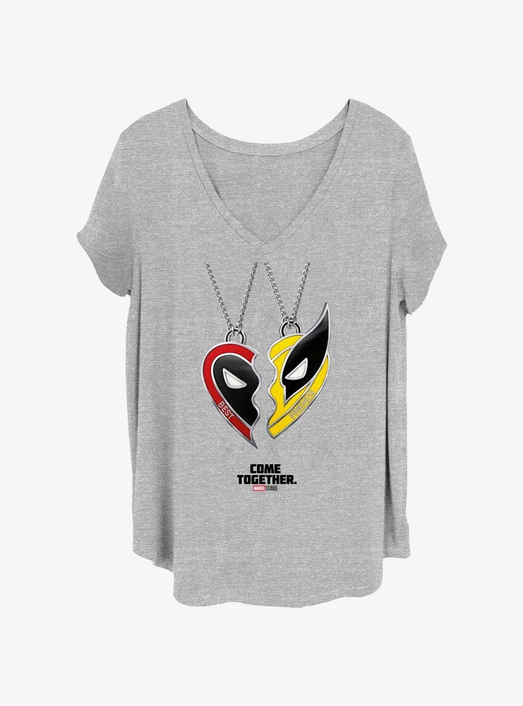 Marvel Deadpool & Wolverine Best Friend Necklace Womens T-Shirt Plus