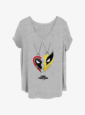 Marvel Deadpool & Wolverine Best Friend Necklace Womens T-Shirt Plus