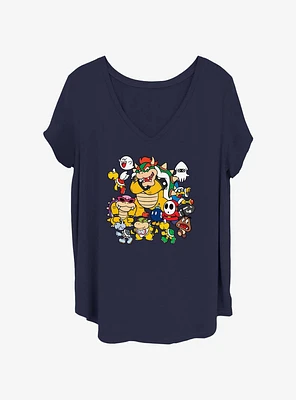 Nintendo Mario Villain Stack Womens T-Shirt Plus