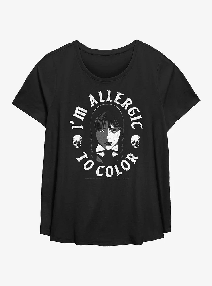 Wednesday Allergic To Color Womens T-Shirt Plus