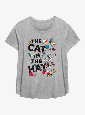 Dr. Seuss Cat The Hat Scattered Womens T-Shirt Plus