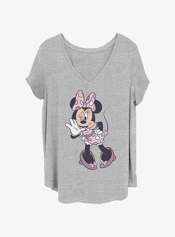 Disney Minnie Mouse Wink Pose Womens T-Shirt Plus