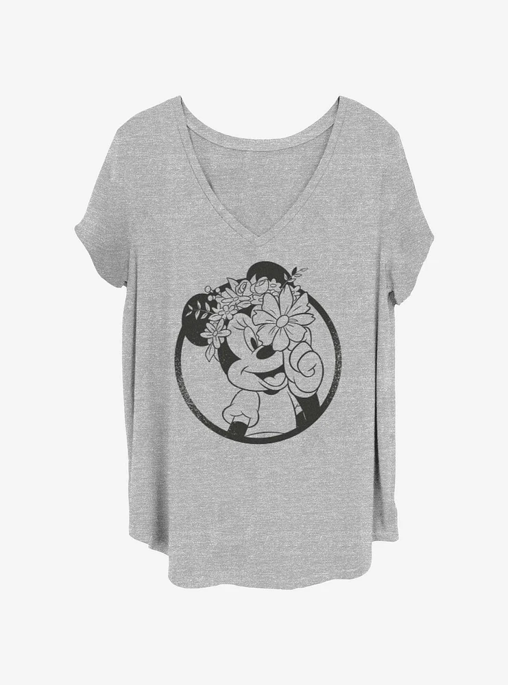 Disney Minnie Mouse Flowers Womens T-Shirt Plus