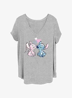 Disney Lilo & Stitch With Angel Kiss Womens T-Shirt Plus