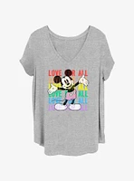 Disney Mickey Mouse Love For All Womens T-Shirt Plus