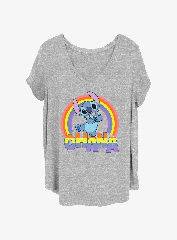 Disney Lilo & Stitch Rainbow Pose Womens T-Shirt Plus